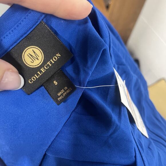 JM Collection Tunic Top size Small Royal Steel Blue Jersey Knit Stretch Modest - Picture 6 of 6